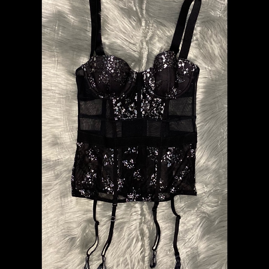 Black & Silver Sheer Corset